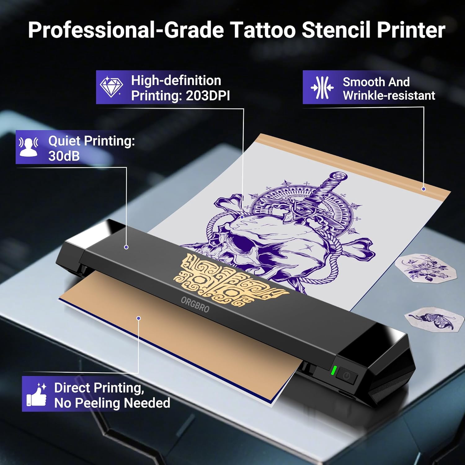 Tattoo Stencil Printer, X8 Thermal Tattoo Transfer Printer with 30pcs Transfer Paper, A4/A5/A6 3-in-1 Wireless Tattoo Machine for Tattoo Artists & Beginners, Compatible with Phone/Tablet/PC