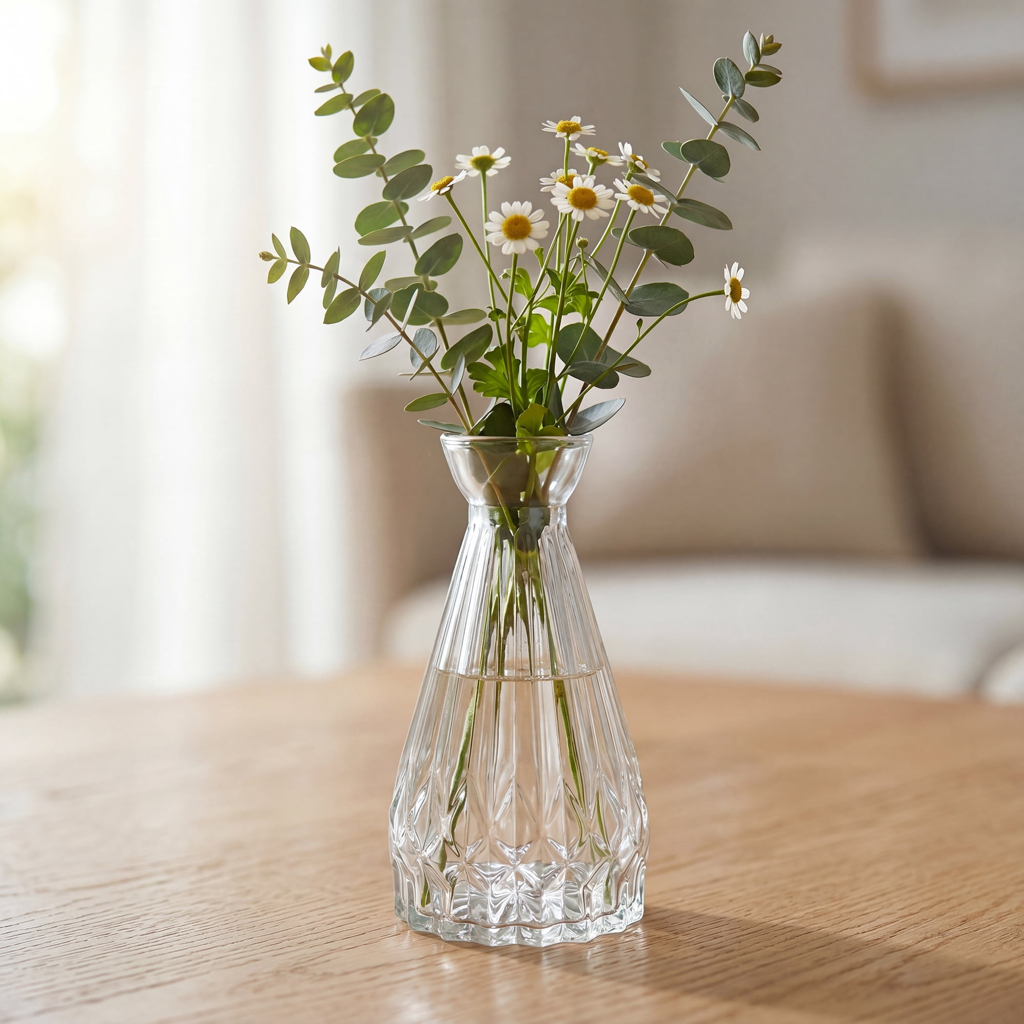 Unique Bargains Glass Bud Vases Set for Small Flower Vases Clear 2.7"L x 2.7"W x 4.8"H