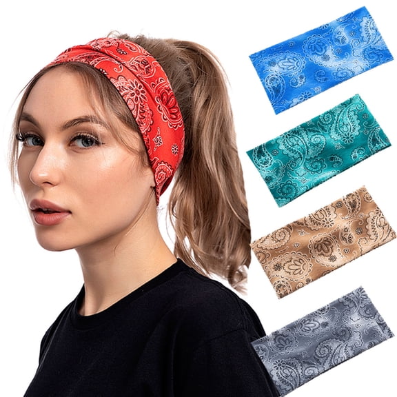 Siminsem Women Fashion Hairband Head Wrap Hair Band Bandanas, Soft Stretchy Elastic Headbands for Women, Knotted Turban Headwrap Boho Hair Accessories for Daily Yoga Gym, Red, One Size