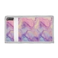 thumbnail image 2 of JIALIOU Nylon Trifold Card Wallet with ID Window Zipper Pocket for Men Women Teen Soft Pink Purple Blue Marble, 2 of 7