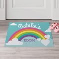 thumbnail image 2 of Personalized Planet 27x18 Girls Rainbow Bedroom Doormat with Custom Name Printed on Blue Rectangular 1/8” Thick Non Slip Mat with Clouds and Hearts Design, 2 of 6