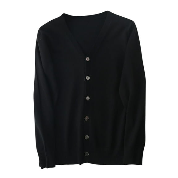 Dxzfnsa Knit Cardigans for Men Men's Fashion Solid Color Sweater Coats Casual V-Neck Long Sleeve Sweaters Slim Fit Button Up Cardigan Sweaters
