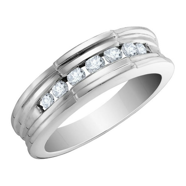 Bague de Mariage Diamant pour Hommes 1/4 Carat (ctw) en Or Blanc 14 Carats