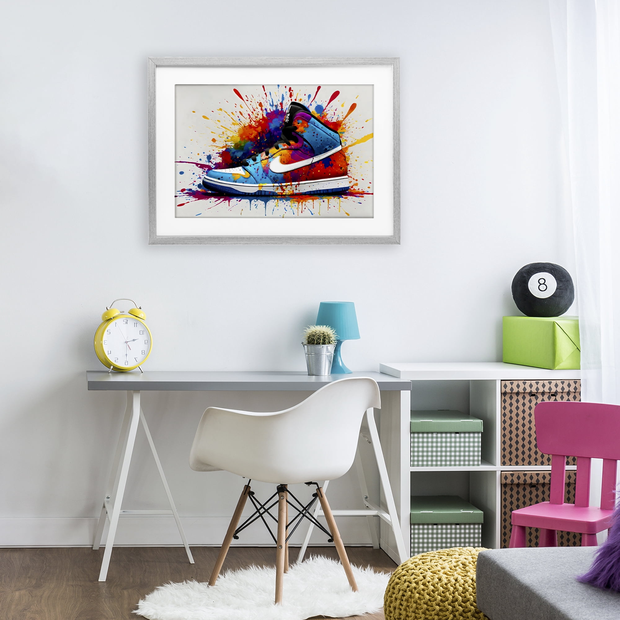 Stupell Industries Centric Sneaker Splash Gray Framed Print Under Glass, design by Creative Studio