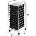 thumbnail image 3 of KOTEK 10-Drawer Rolling Storage Cart, Multipurpose Utility Cart Mobile Craft Cart w/Drawers & Wheels, Home Office School Tools Scrapbook Paper Organizer (Black), 3 of 8
