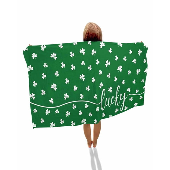 Lucky Shamrock, Beach Towels Oversized Super Absorbent, St. Patrick's Day Irish Clover Green Lightweight Bath Towel Quick Dry Sets For Bathroom/Pool/Rv Camping/Beach Play/Gym Room/Picnic 31"x62"