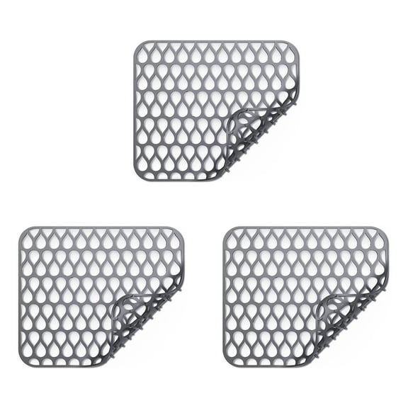 Silicone Sink Protectors for Kitchen, Folding Non-Slip Sink Mat Grid for Bottom of Stainless Steel Porcelain Sink 3Pcs