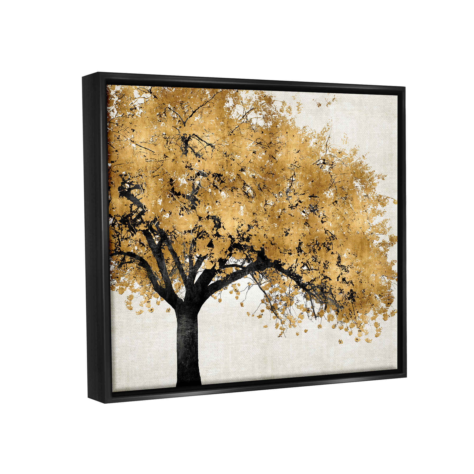 Stupell Industries Traditional Tree with Autumn Leaves over Neutral Jet Black Framed Floating Canvas Wall Art, 24x30, by Kate Bennet