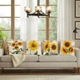 thumbnail image 4 of Set of 4 Sunflower Decorative Throw Pillow Covers 16x16 Inch Plant Pillow Covers Linen Square Pillow Cases Summer Flower Outdoor Sofa Couch Home Bed Decor Cushion Covers (16 by 16), 4 of 5
