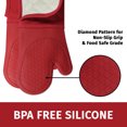 thumbnail image 7 of KLEX 15" Silicone Oven Mitts Pair, 932°F Heat Resistance, Cotton Lining Gloves, Red, 7 of 7