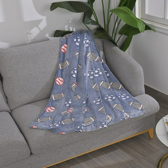 Shop LC Dark Blue Rugby Glow in the Dark Blanket