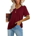 thumbnail image 4 of Aloohaidyvio Tops for Women,Fashion Womens Summer V-Neck Solid Short Sleeve Casual Top Blouse, 4 of 5