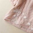 thumbnail image 5 of WREESH Women's Embroidery Boho Button Down Blouses Cotton Linen with Printed Loose Shirts and Three Quarter Sleeves, Solid Color 3/4 Sleeve Tops Pink, 5 of 9