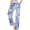 thumbnail image 5 of Women's Pajama Pants Blue Floral Comfy Stretch Sleepwear Essentials womens Lightweight Lounge Terry Pajama Pant, X-Large, 5 of 7