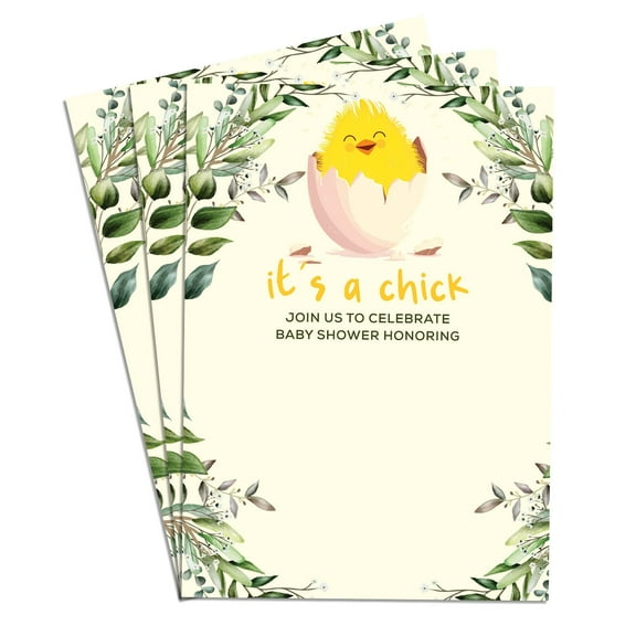 It's A Chick Charming Baby Shower Invitation Elegant & Fun Designs for Boy & Girl 25 Card Perfect for Baby Celebration 4x6 in