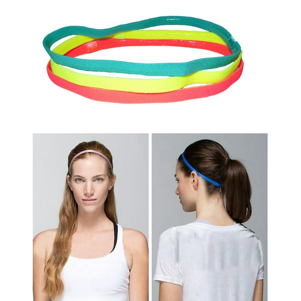 Cribun Sports Headbands No Slip Grip Hairband Elastic Single Band Silicone  Lined Sweatband Yoga Hair Accessories for Women and Girls Pack of 12 