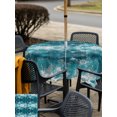 thumbnail image 5 of Outdoor Tablecloth with Umbrella Hole for Patio/Picnic/Party/Camping, Vintage Bohemia Waterproof Table Cloth Square Cover Washable, Country Bohemia Minimalist Art Teal Green (60"x 60"), 5 of 9