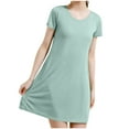 thumbnail image 2 of Swuxness Women's Short Sleeved Nightdress, Women's Nightgowns, Women's Solid Color Soft Comfortable Breathable Midi Nightgowns with Chest Pads for Women Green, L, 2 of 5