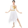 thumbnail image 6 of IBTOM CASTLE Women's Lyrical Dance Costume Shiny Metallic Lyrical Dress Asymmetric Flowy Chiffon Skirt Contemporary Dance Clothes S White, 6 of 8