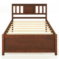 GVN Simple Bed Frame,Wooden Platform Bed with Headboard and Slat Support-Twin Size