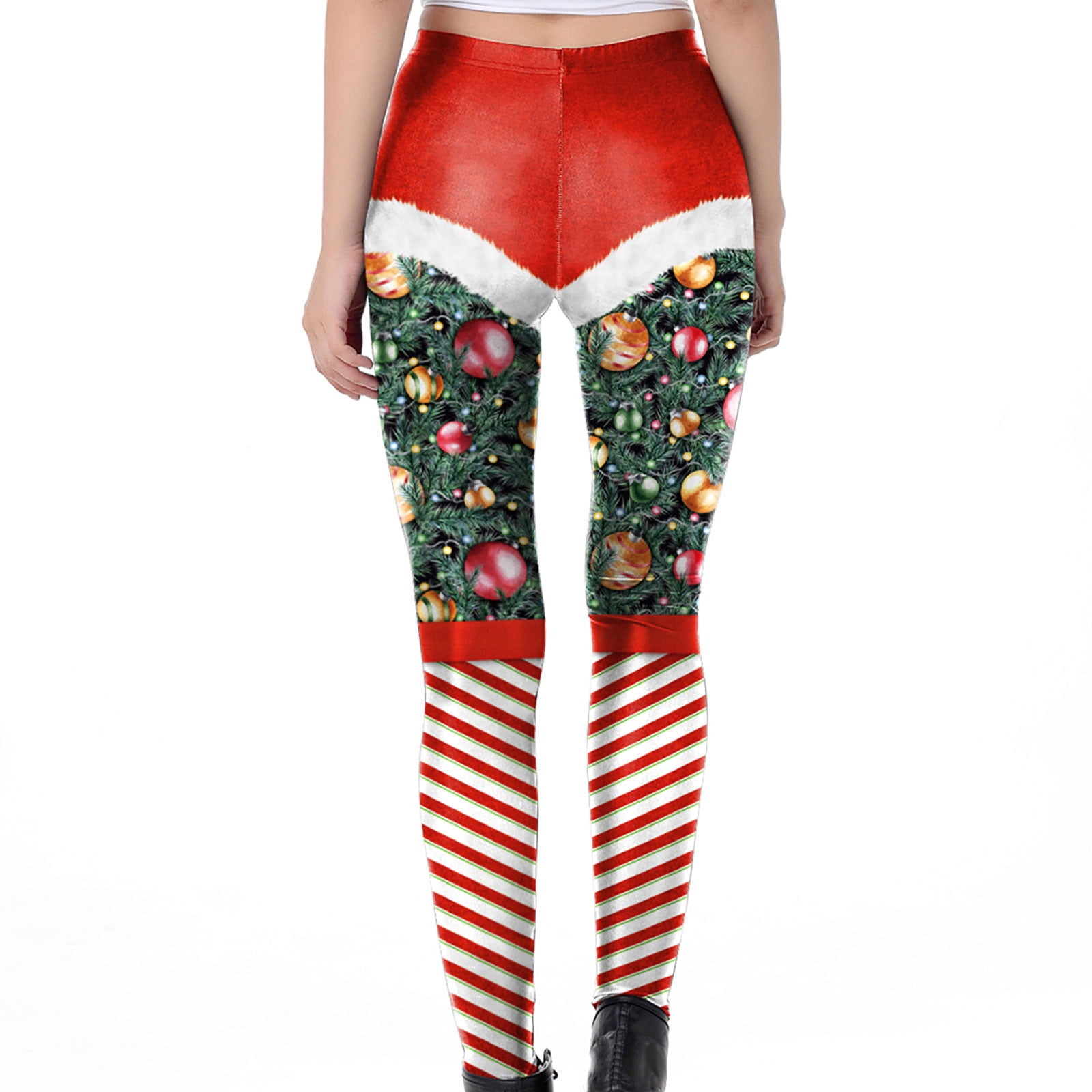 Jovati Yoga Leggings For Women High Waist Women Girls Christmas Leggings Skinny Xmas Jingle Bell Printed High Waist Stretchy Tights Trouser Yoga Pants