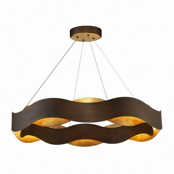 Transitional Large Led Chandelier with Bronze/Gold Metal Waves-5.5 inches-Chandeliers Bailey Street Home 79-Bel-2656973