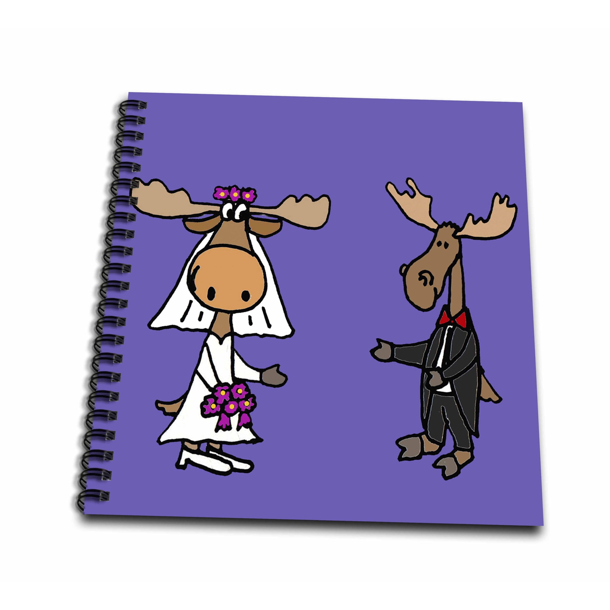 3dRose, Funny Moose Bride and Groom Wedding Design, Memory Book 12 x 12 inch