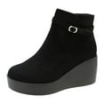 thumbnail image 1 of 2DXuixsh Bottes pour Femmes Automne Hiver Bottines Courtes pour Femmes Bout Rond Talons Compensés Grande Pointure Bottes pour Femmes Semelle Épaisse Talons Compensés Bottes à Plateforme Noir Taille 37, 1 of 9