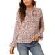 thumbnail image 1 of INSPIRAR CHIC Blusa Vintage de Manga Larga con Volantes y Cuello en V Floral para Mujeres S Blanca Rosa, 1 of 8
