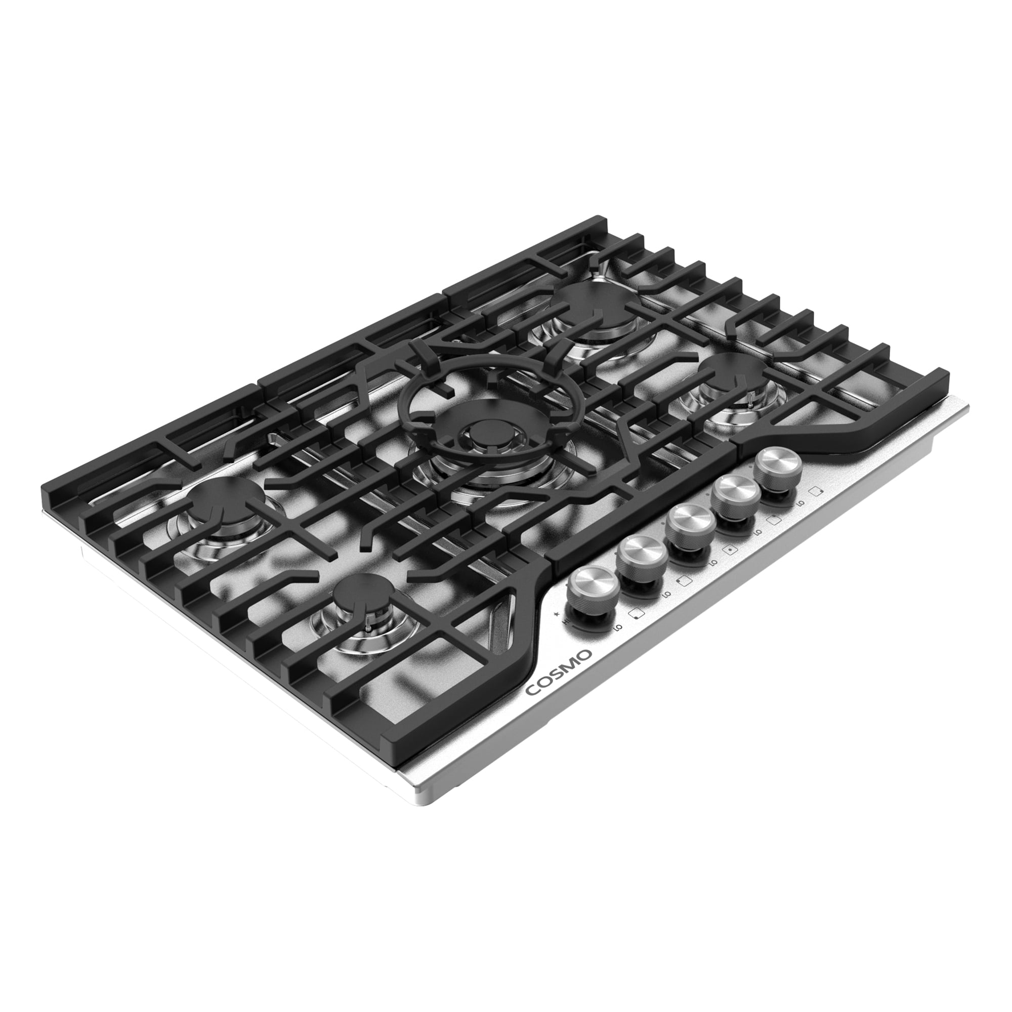 Cosmo 30 in. Vista Collection Drop-in Gas Cooktop with 5 Burners, Metal Knobs in Stainless Steel