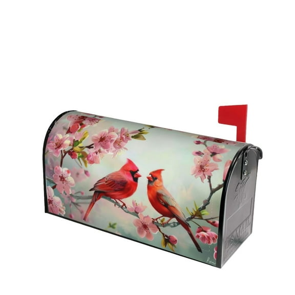 PHELIKA Spring Cardinal Birds 04 Magnetic Mailbox Covers Post Letter Box Cover Standard Size 21"H x 18"W