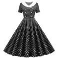 thumbnail image 1 of Dvprdro Robe de Bal pour Invité de Mariage Femme Mode Vintage à Pois Manches Courtes Ligne A Évasée Cocktail Midi, 1 of 5