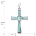 thumbnail image 5 of Auriga 925 Sterling Silver Rhodium-plated Larimar Cross Pendant for Women(L- 37.5mm, W- 20.4mm), 5 of 7