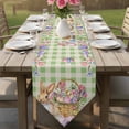 thumbnail image 6 of Easter Bunny Table Runner Linen Burlap Table Runner 72 Inches Long Spring Easter Eggs Floral Sage Green Check Dresser Scarves for Kitchen Island Coffee Dining Party Wedding Holiday Decor 14"x72", 6 of 8