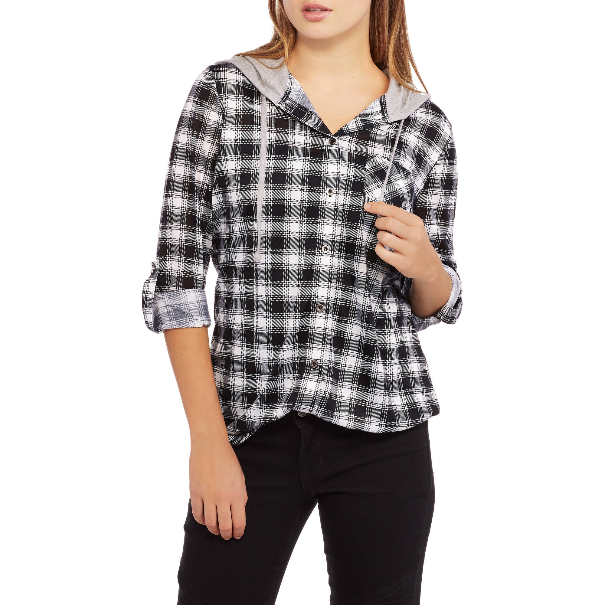 no boundaries plaid hoodie