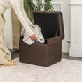 thumbnail image 7 of Homebeez Rectangular Storage Ottoman Cube Footrest with Side Pocket, Coffee Linen Fabric Foot Rest Stool Ottoman with Storage for Living Room Bedroom, 7 of 7