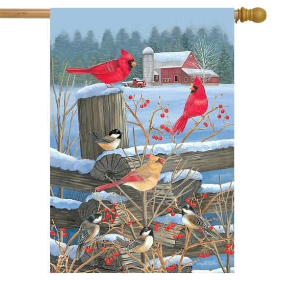 Briarwood Lane Birds of Winter Cardinals House Flag
