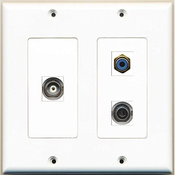 RiteAV - 1 Port RCA Blue 1 Port 3.5mm 1 Port BNC - 2 Gang Wall Plate