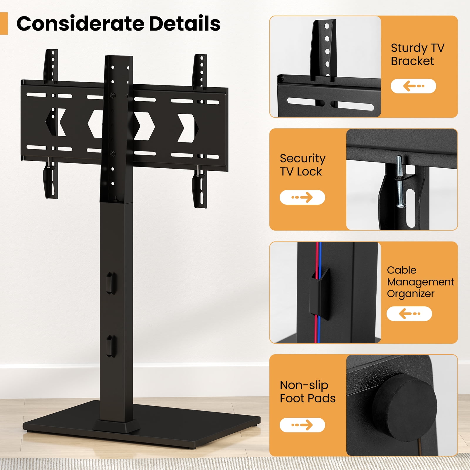 Gymax Floor TV Stand Universal TV Stand for 32-70 Inch TVs up to 110 lbs Mount Stand