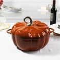 thumbnail image 3 of KANOHENO Pumpkin Dutch Oven Pot with Lid,1.62/1.96qt Non-Stick Enameled Cast Iron,Double Handle,Serves 3-5,Safe for All Stovetops,Fall Thanksgiving Decor, 3 of 9