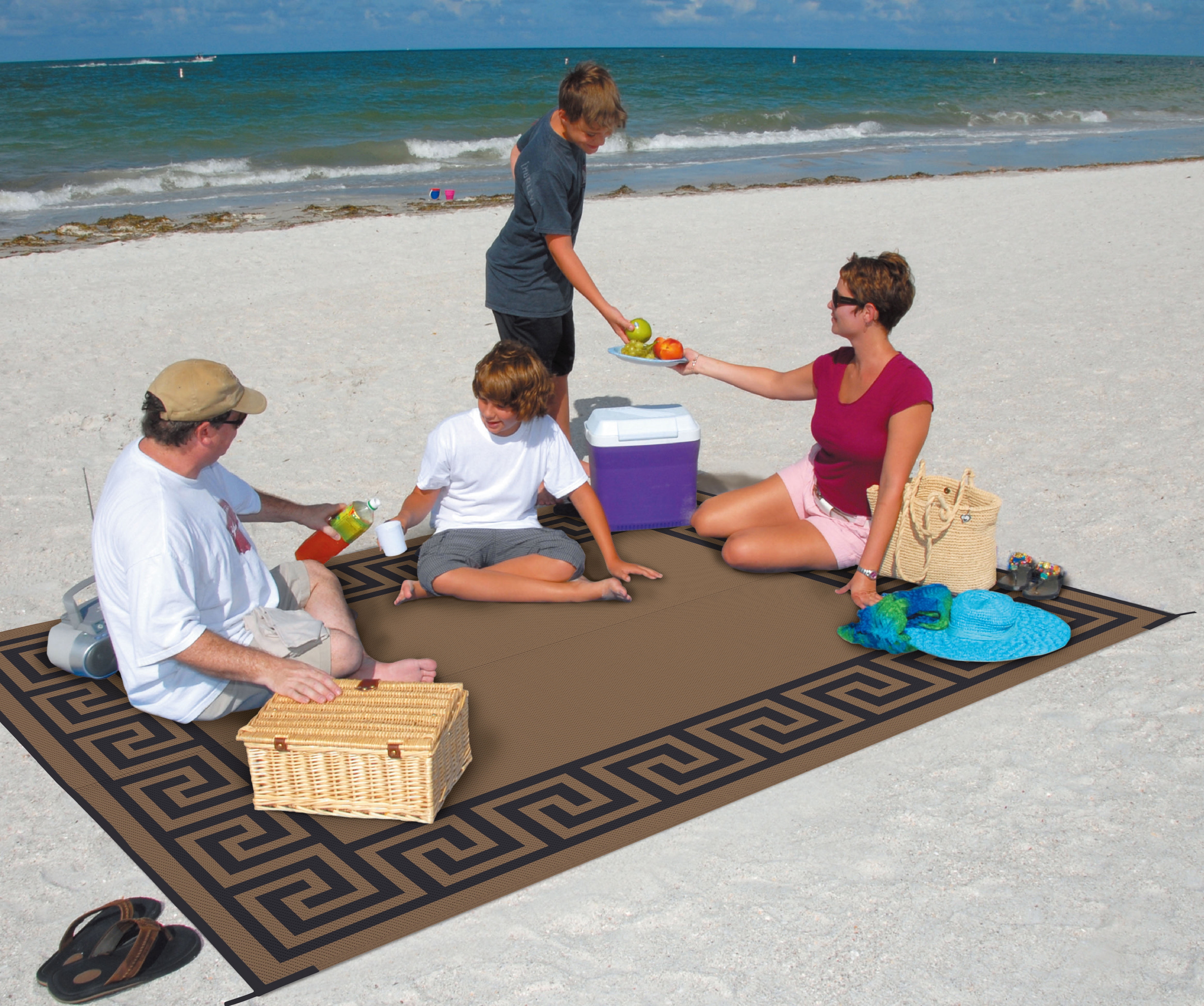 Reversible Mats Swirl Pattern LED Illuminated Black/White Patio/RV