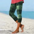 thumbnail image 5 of UVEASISHA St Patricks Day Leggings for Women Irish Green Plaid Clover Printed Capri High Waisted Tummy Control Buttery Soft Athletic Running Tights Army Green M, 5 of 5