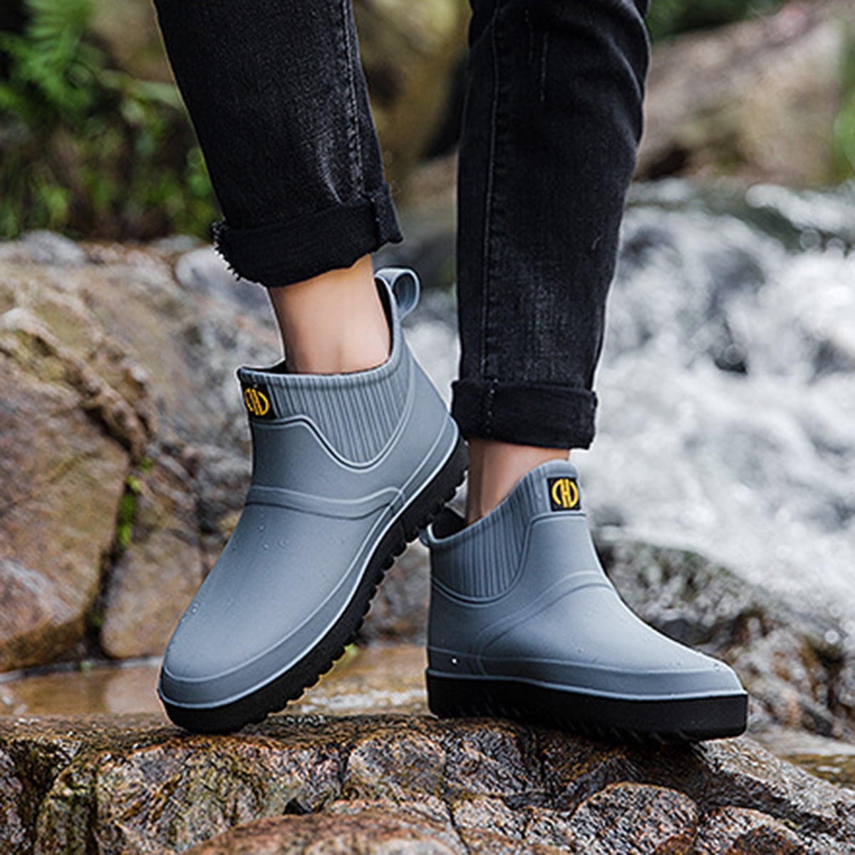 AUXDIQ Rain Boots Men Short Ankle Women Waterproof Rain Boots Outdoor Garden Shoes