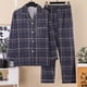 thumbnail image 3 of Conjunto de pijama de 2 piezas para hombre Cagnkofi, con estampado a cuadros, camisa de manga larga abotonada y pantalones, ropa de dormir cómoda para el hogar., 3 of 3