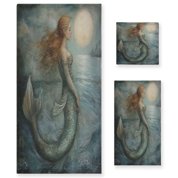 Three-Piece Towel Set Face Towel Towel Set Hand Towel Bath Towel Cotton Bath Towels Bath Towel Sets Hand Bath Towels Sunset Mermaid