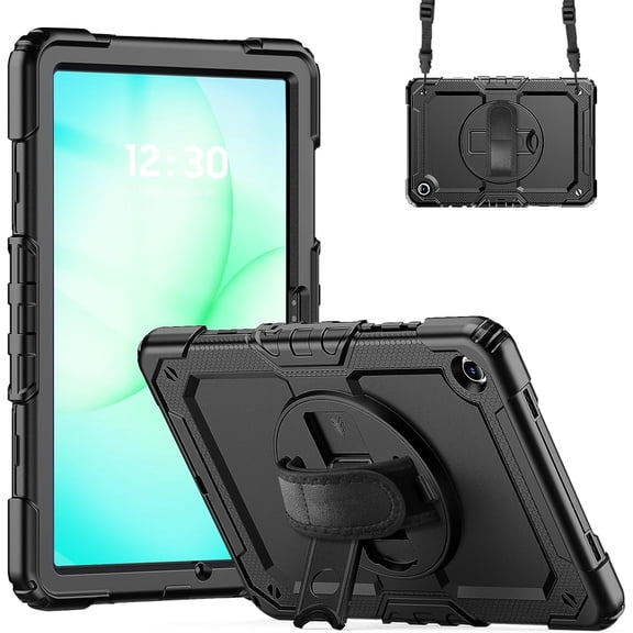 Samsung Galaxy Tab A11 Plus and A9 Plus protective case with 360 ° rotating bracket (black)