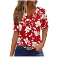thumbnail image 3 of Kctiaxy Short Sleeve Shirts for Women Hawaiian Printed V-Neck Shirt Fashion Casual Beach Button Collared Pullover Floral Summer Tops, 3 of 6