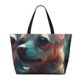 thumbnail image 2 of Disketp Cute Flower Chihuahua Puppy Bolsa de Playa de Gran Capacidad, Bolso Impermeable y a Prueba de Arena para Mujer, Ideal para Playa, Piscina y Natación, 2 of 7