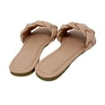 thumbnail image 3 of New Women's Braided Quilted Single Band Strap Flat Square Toe Open Slide Sandal, 3 of 4