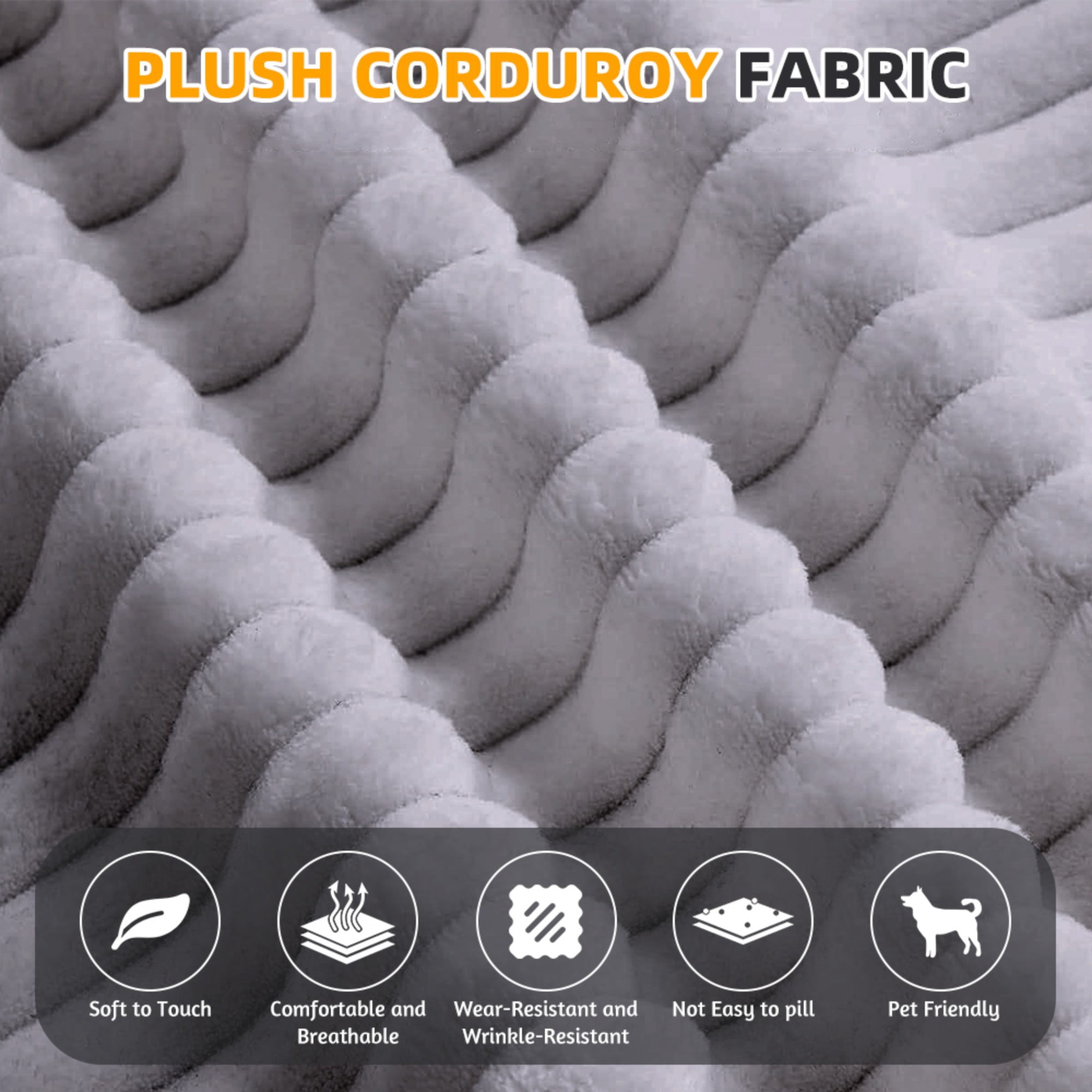 2-in-1 Convertible Sleeper Sofa Bed,78.7" Modern Foldable Sofa Plush Corduroy Fabric Sofa,Deep Seat Sofa Couch for Living Room, Bedroom,LIGHT GREY